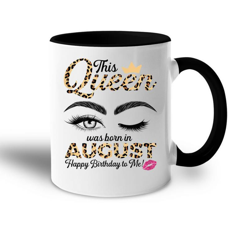 Womens This Queen Was Born In August Leopard For Women Girls Ladies  Accent Mug