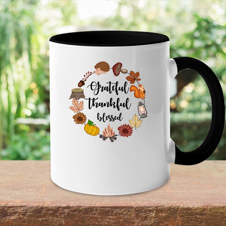 Autumn Wreath Grateful Thankful Blessed Fall Gift Accent Mug