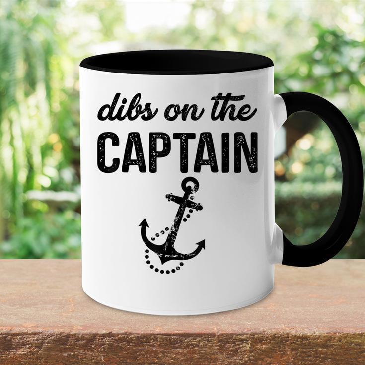 Dibs On The Captain Retro Anchor Funny Captain Wife Accent Mug