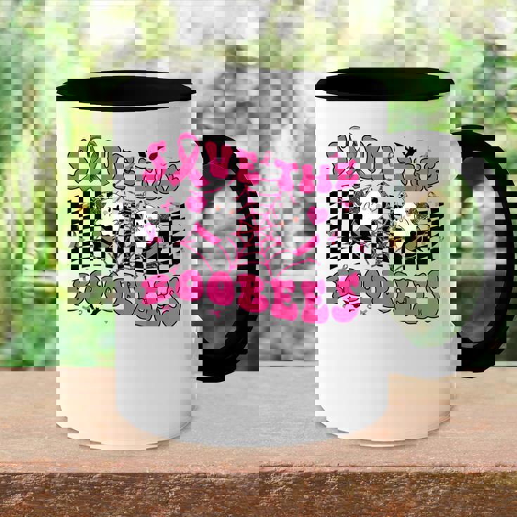 Groovy Save The Boo Bees Funny Breast Cancer Halloween Retro V2 Accent Mug