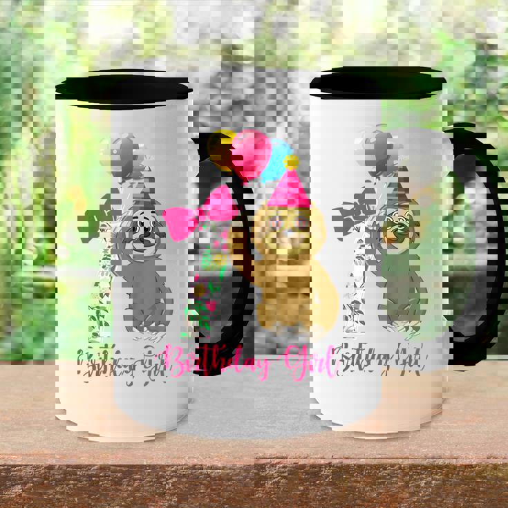 Kids 7 Year Old Cool Cute Sloth Balloons 7Th Birthday Girls Party Accent Mug