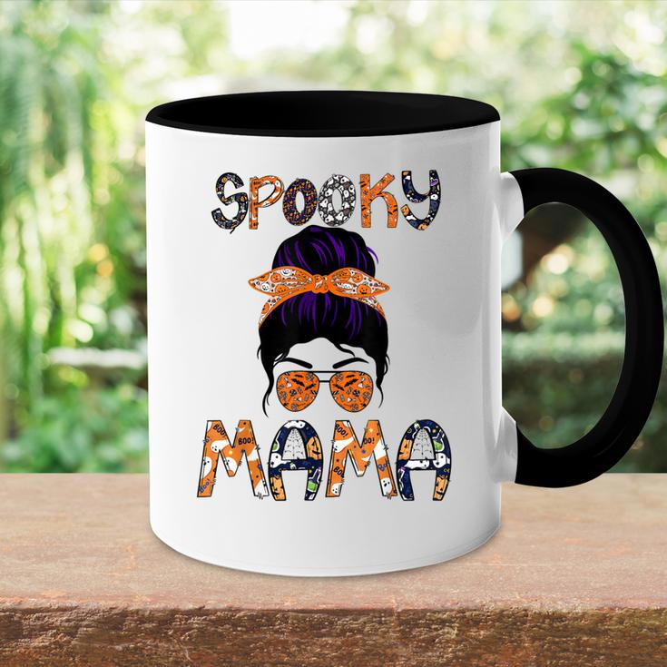 Messy Hair Bun Women Spooky Mama Halloween Funny Costume Accent Mug