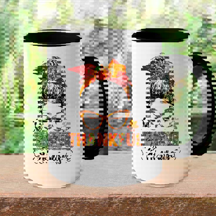 One Thankful Er Nurse Messy Bun Fall Autumn Thanksgiving Accent Mug