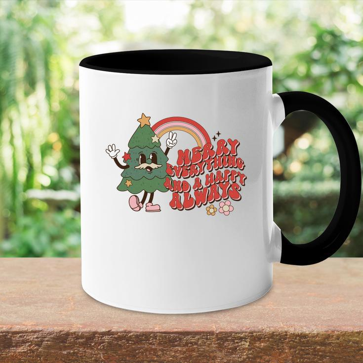 Retro Christmas Merry Christmas And Happy Always Vintage Christmas Tree Accent Mug