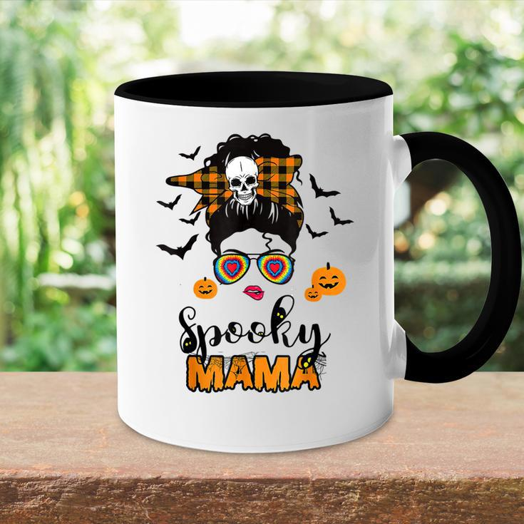 Spooky Mama Messy Bun For Halloween Messy Bun Mom Monster V2 Accent Mug