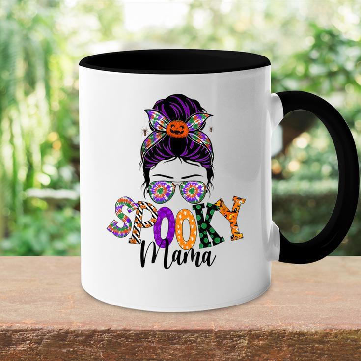 Spooky Mama Messy Bun Skull Mom Monster Bleached Halloween Accent Mug