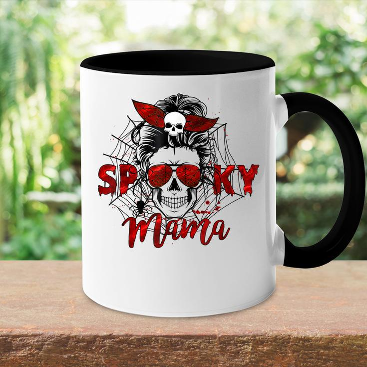 Spooky Mama Skull Witch Women Messy Bun Halloween Costume Accent Mug