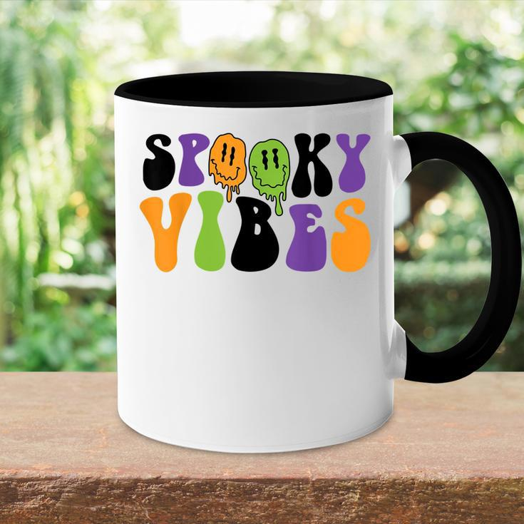Spooky Vibes Dripping Smile Face Funny Halloween Night Party Accent Mug