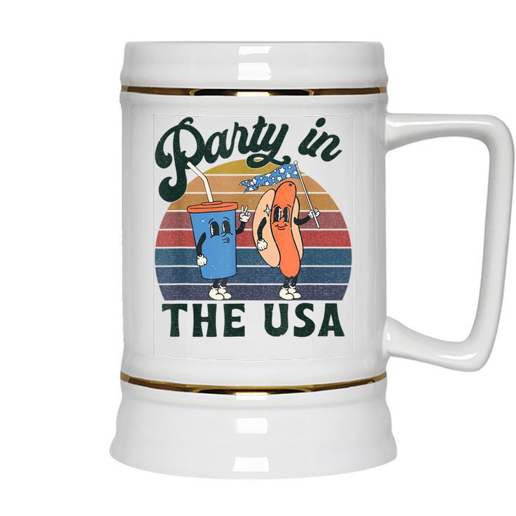 4Th Of July For Hot Dog Lover Party In The Usa Vintage  Ceramic Beer Stein