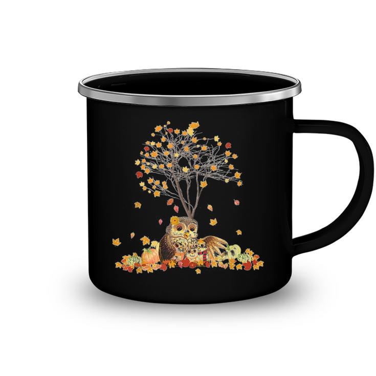 Owls Leaves Fall Autumn Pumpkin - Funny Owl Lover   Camping Mug