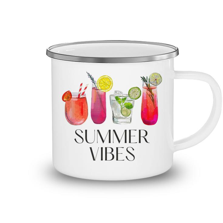 Summer Vibes Tropical Cocktail Drink Design For Beach Fun  Camping Mug