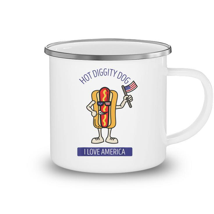 Hot Diggity Dog July 4Th Patriotic Bbq Picnic Usa Funny  Camping Mug