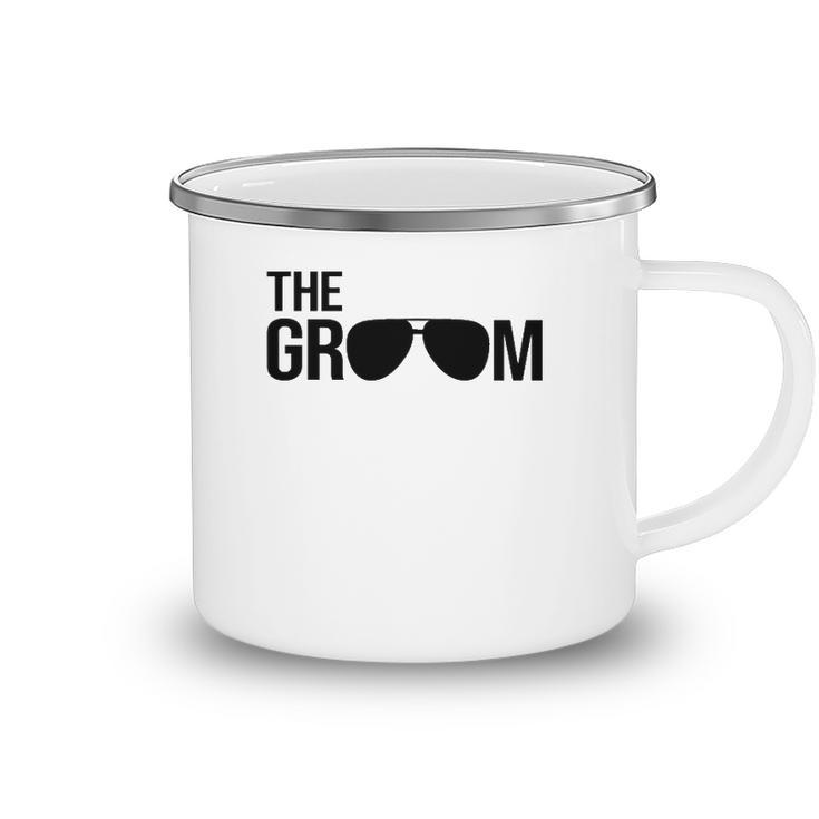 Mens The Groom Bachelor Party Cool Sunglasses White Camping Mug