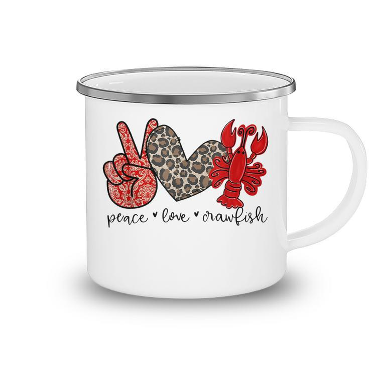 Peace Love Crawfish Cute Leopard And Seafood Lover  Camping Mug