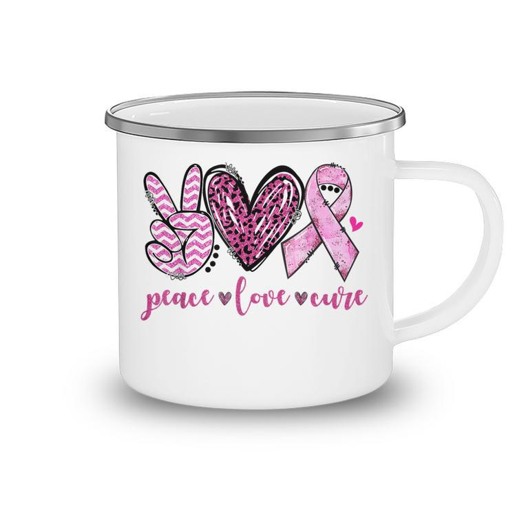 Peace Love Cure Pink Ribbon Breast Cancer Awareness V3 Camping Mug
