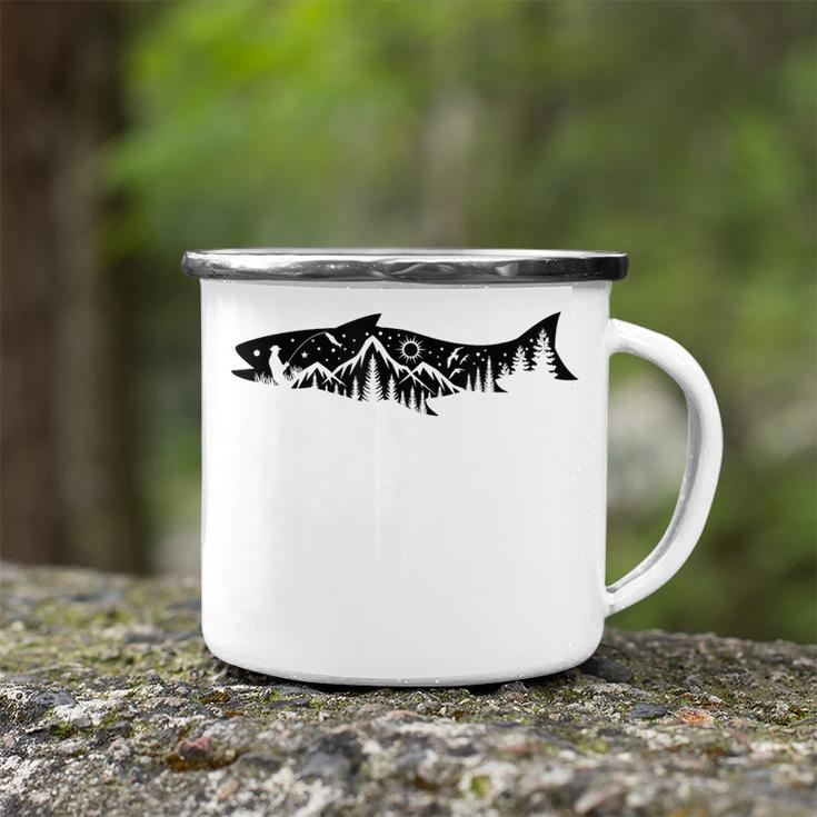 Fishing Forest Mountain Silhouette Outdoor Adventure Fishing Camping Mug