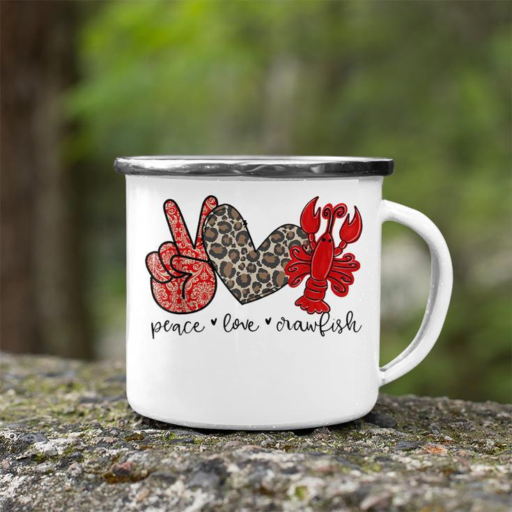 Peace Love Crawfish Cute Leopard And Seafood Lover Camping Mug