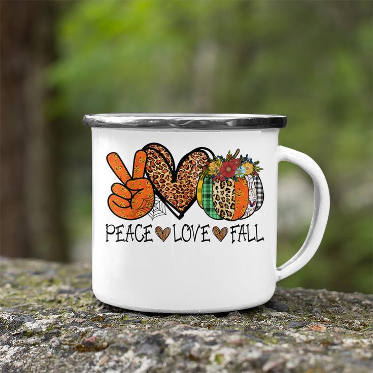 Peace Love Fall Vibes Pumkin Season Spooky Season Halloween Camping Mug