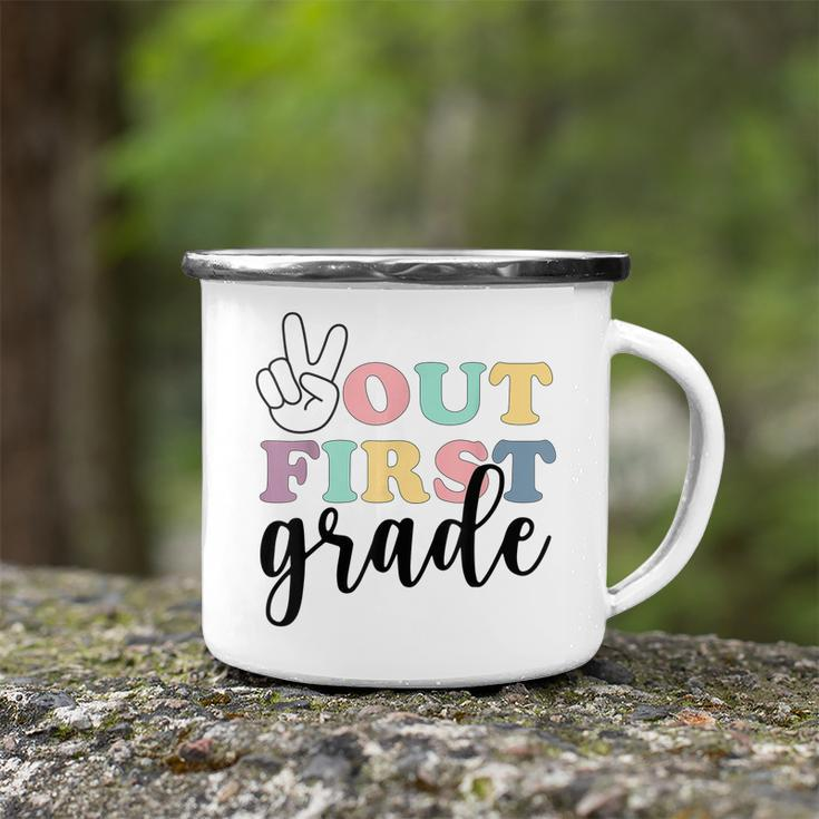 Peace Out First Grade Class Of 2022 Graduation  Camping Mug