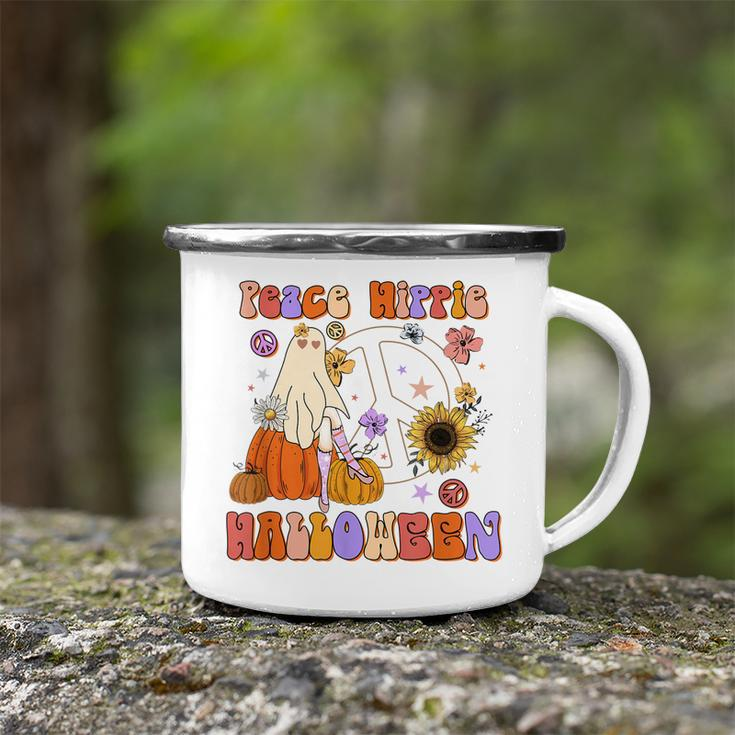 Retro Groovy Stay Spooky Peace Hippie Halloween Floral Ghost V2 Camping Mug