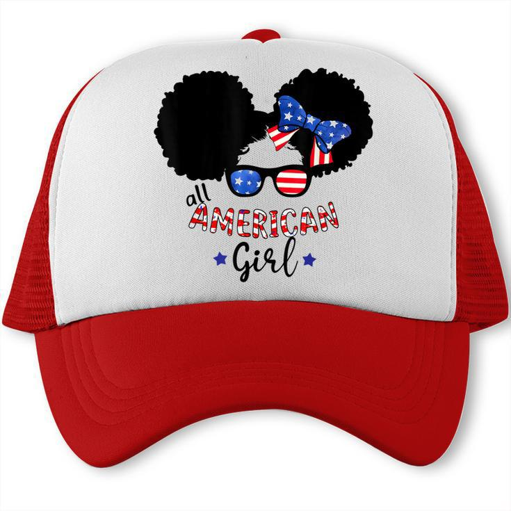 All American Girls 4Th Of July  Black African Messy Bun  Trucker Cap