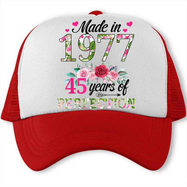Made In 1977 Floral 45 Year Old 45Th Birthday Gifts Women  Trucker Cap