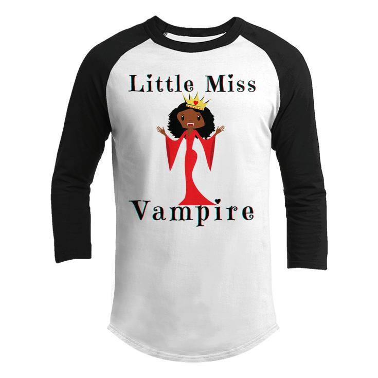 Kids Little Miss Vampire Black Girl Magic Funny Brown Skin Girls   Youth Raglan Shirt