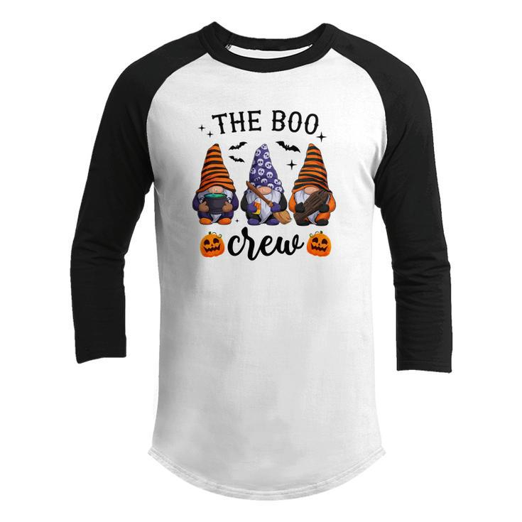 The Boo Crew Gnomes Halloween Pumpkins Youth Raglan Shirt