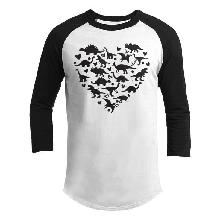 Types Of Dinosaurs Heart Dino Identification Boys Girls Kids  Youth Raglan Shirt