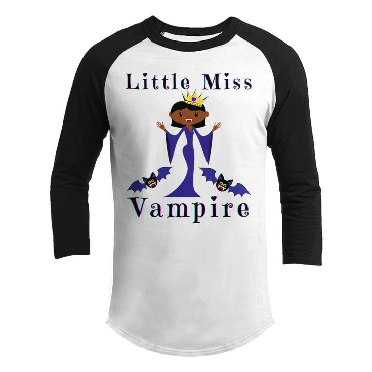 Kids Little Miss Vampire Melanin Vampires Funny Halloweed Costume Youth Raglan Shirt