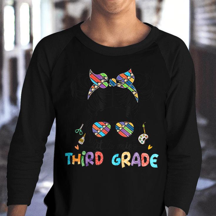 Little Miss Third Grade Funny Messy Bun Back To School  Youth Raglan Shirt