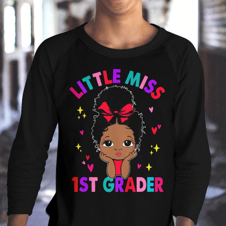 Kids Little Miss 1St Grader Black Girl Back To School 1St Grade  Youth Raglan Shirt