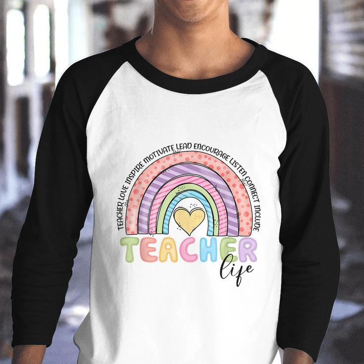Cute Rainbow Teacher Life Teacher Last Day Of School Youth Raglan Shirt