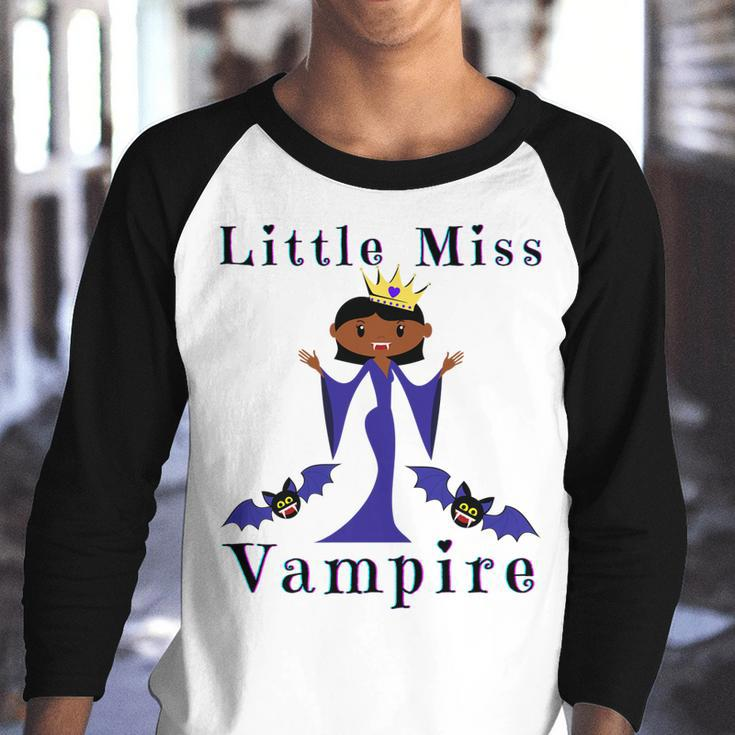 Kids Little Miss Vampire Melanin Vampires Funny Halloweed Costume Youth Raglan Shirt