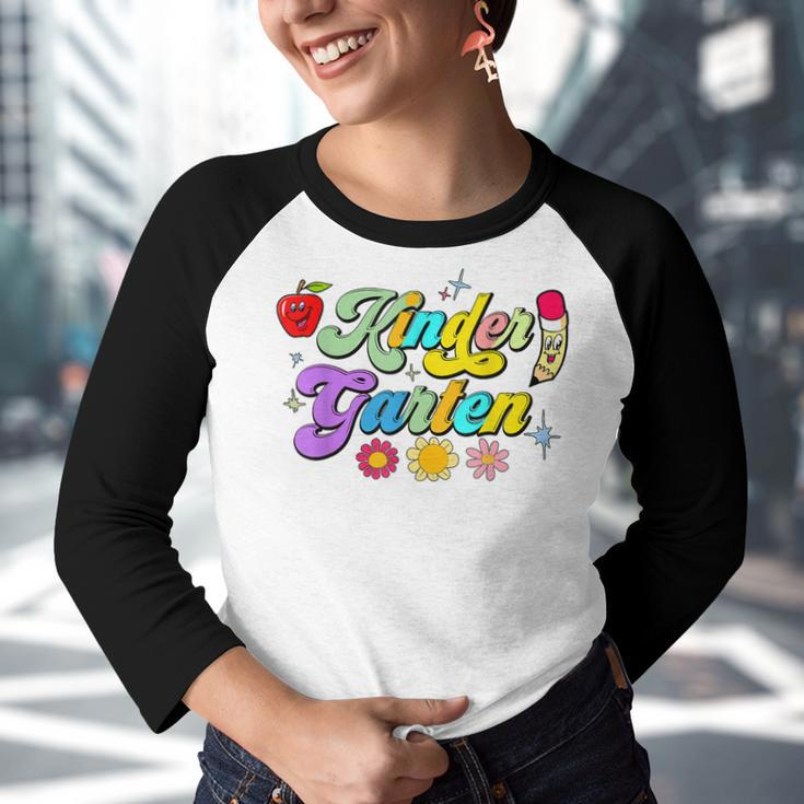Groovy Kindergarten Vibes Retro Back To School Teachers Kids Youth Raglan Shirt