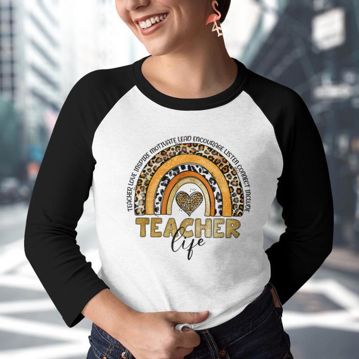 Leopard Rainbow Teacher Life Teaching Last Day Of School Youth Raglan Shirt