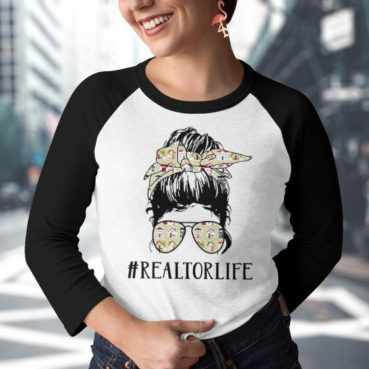 Realtor Life Messy Bun Girl Youth Raglan Shirt