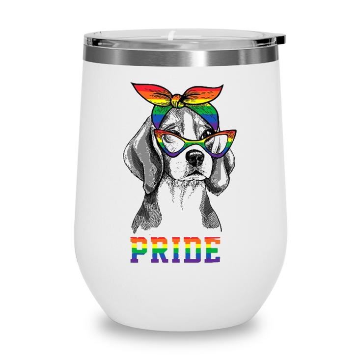 Cute Dog Lover Puppy Owner Beagle Mom Dad Gay Lesbian Lgbt Wine Tumbler