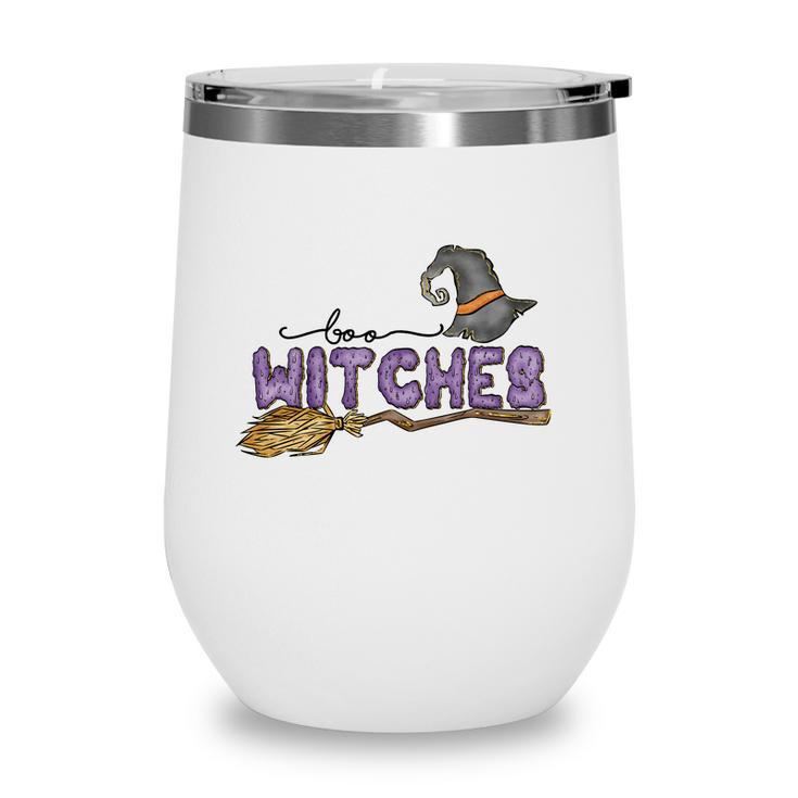 Boo Witches Broom Halloween Boo Crew Wine Tumbler