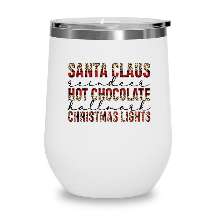Christmas Buffalo Plaid Santa Claus Hot Cocoa Holiday Christmas Lights Wine Tumbler