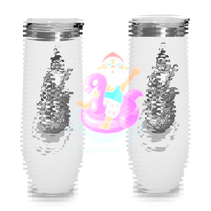 Christmas In July Santa Hawaiian Flamingo Summer Wine Tumbler