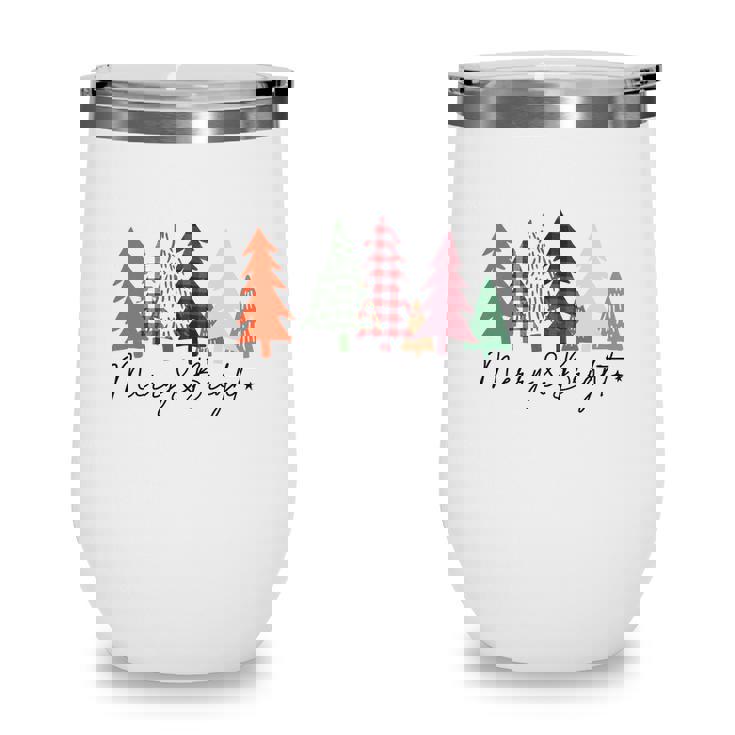 Christmas Tree Merry And Bright Retro Wine Tumbler