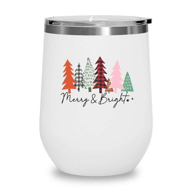 Christmas Tree Merry And Bright Retro Wine Tumbler