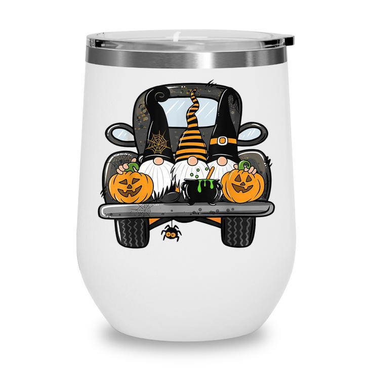Cute Gnomes Pumpkin With Truck Halloween Costume Party  Wine Tumbler