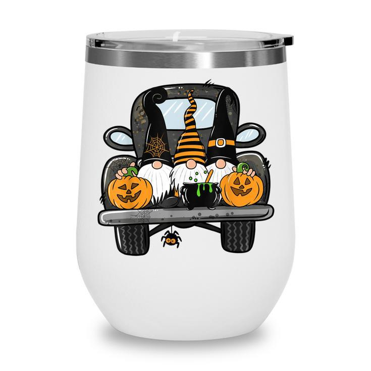 Fall Gnomes On Pumpkin Truck Halloween Costume Autumn Gift  Wine Tumbler