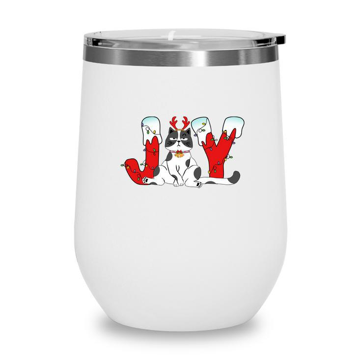 Funny Christmas Joy Cat Xmas Gift For Cat Lovers Wine Tumbler