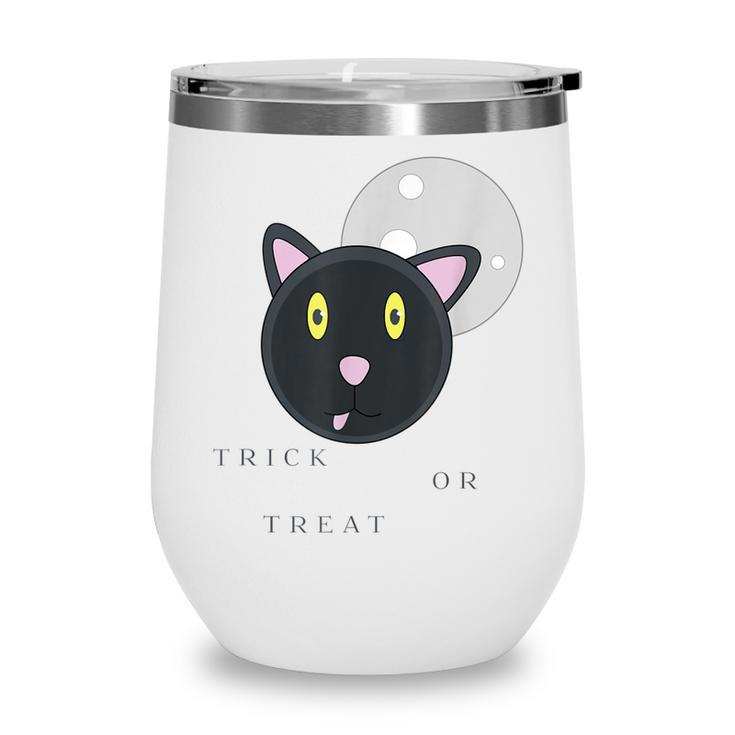 Graphic Black Cat Halloween T  - Trick Or Treat Wine Tumbler