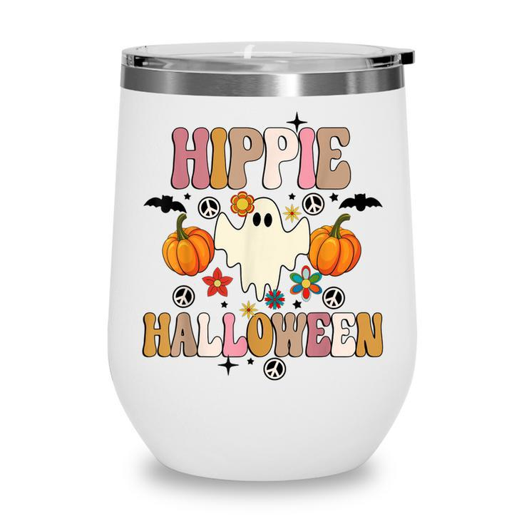 Groovy Hippie Halloween Cute Ghost Halloween Retro Vintage  Wine Tumbler