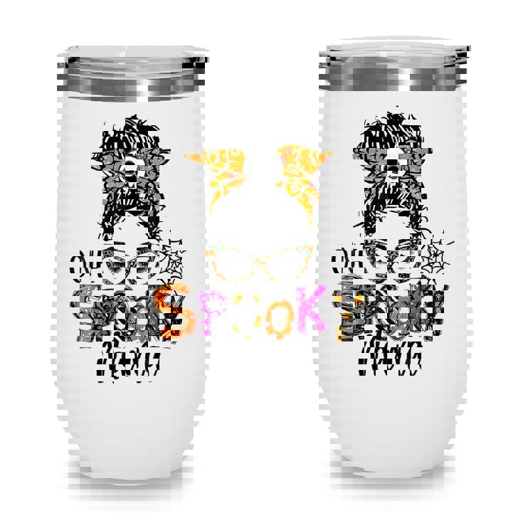 Groovy One Spooky Mama Messy Bun Women Witch Mom Halloween Wine Tumbler