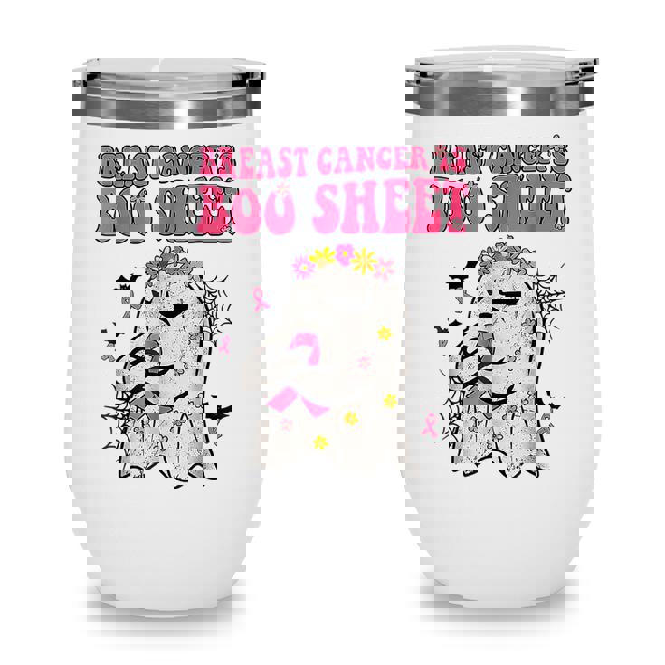 Groovy Pink Ribbon Mom Breast Cancer Is Boo Sheet Halloween V2 Wine Tumbler